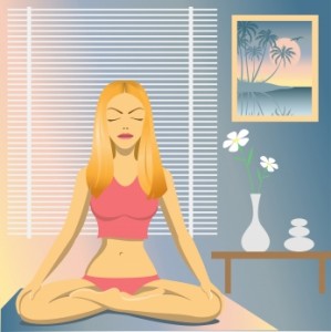 cartoon-picture-woman-on-bed-lotus-position