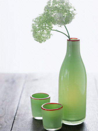 alena-hrbkova-green-bottle-with-flowers-and-green-glasses